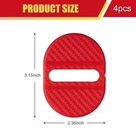 4 PCS Car Door Latch Covers, Carbon Fiber Car Door Lock Protective Covers, Shock-Absorbing Doors Lock Protector, Universal for Most Cars (Red)