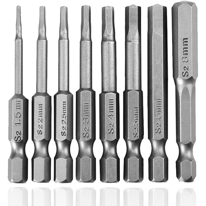 Bestgle 8 Pcs Magnetic Screwdriver Drill Bit Set H1.5-H8 Inner