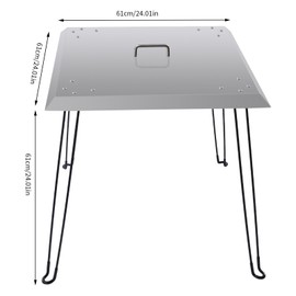 Fire Pit Heat Deflector, 24x24x24 Inch Stainless Steel Fire Pit Cover, Square Burner Cover w/Foldable 4 Legs and Carrying Handle, Outdoor Heat Deflector to Push Heat Down and Out