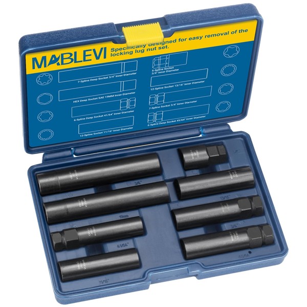 MABLEVI 8PCS Wheel Lock Removal Kit, SAE Metric Lug Nut