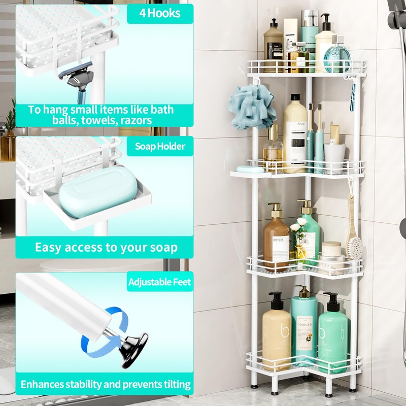 HapiRm Corner Shower Caddy Organizer - 4 Tier Shower Organizer