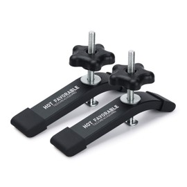 Hot Favorable - Abrazaderas de sujeción en T de aluminio, 6-3/8 pulgadas de largo x 1-1/4 pulgadas de ancho, carpintería y abrazaderas, chorro de arena fino anodizado negro, paquete de 2