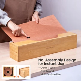 Libreshine 18 Inch Butcher Paper Dispenser with Cutter | Heavy-Duty Holder for Plastic Wrap, Foil, Freezer Paper & Kraft Rolls | Wall/Tabletop Bamboo Organizer | Kitchen, Crafting, Commercial Use