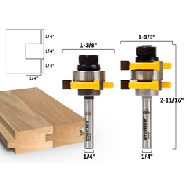 YONICO Router Bits Tongue & Groove Set 3/4-Inch 2 Bit 1/4-Inch Shank 15228q