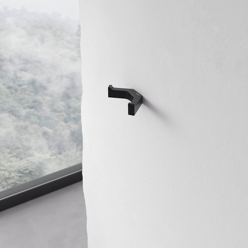 Keuco Double Metal Black Matt Square Bathroom Towel Hook with