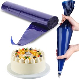 Tabiger Disposable Piping Bags 21 Inch Pastry Bags Extra Large Icing Frosting Bags Anti-Burst Thick Plastic Tipless Decorating Bags for All Size Nozzles Couplers (Blue, Pack of 22 on a Roll)
