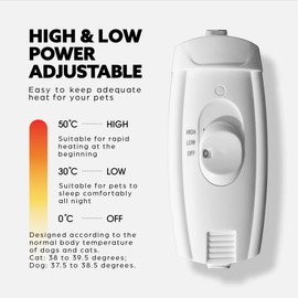 TOPHORT Pet Electric Heating Pad for Large Dogs and Cats with Anti-bite Steel Cord Waterproof Adjustable Dog Warm Bed Mat Heated Pet Pad for Pets Deds Pets Blankets and Kennel