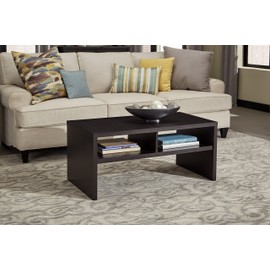 ClosetMaid 1664 Rectangular Coffee Table with Storage Shelves, Black Walnut