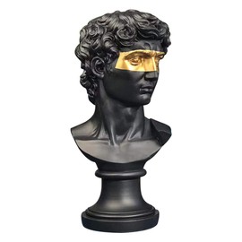 ECYC 15.75 inch Greek David Statue, Mask David Bust Resin Sculptures Figurine Modern Home Ornament for Home Office Desk Decor, Black