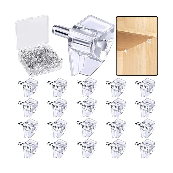 5 Millimeters Shelf Support Pegï¼Support Cabinet Shelf Pinsï¼Clear Plastic Replacement Peg Cabinet Shelf Supports Pins for Kitchen Furniture Book Shelves Shelf Holder Locking Pins(20 Pieces)
