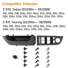 TTCR-II Compatible with Door Handle Inner Left 3 Series E90 E91 Left Front Door Handle Trim 2004-2007, Window Switch Armrest Cover for 3 Series E90 E91 318i, 320i, 325i, 328i, 330i, 335i-37.5 cm