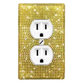 WIRESTER Citrine Gold Yellow Shiny Sparkle Bling Crystal Rhinestones Wall Plate Cover Duplex Outlet