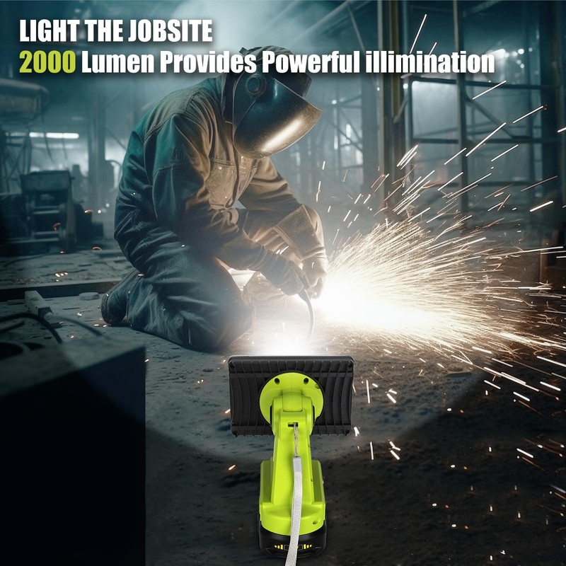 18V Light Compatible with Ryobi 18V Battery,18W 2000LM Spotlight with