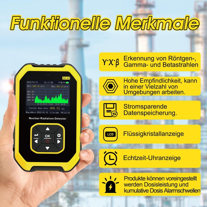 Geiger Counter Radioactivity, Emf Meters, Radioactivity Meter, Detect X-ray, Y