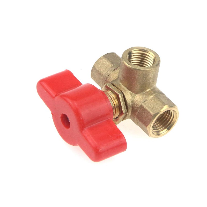 Coshar 3-Way Forged Brass Ball Valve T Shape Shut Off