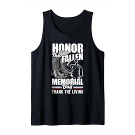 Honor The Fallen Thank The Living Memorial Day Veteran Flag Tank Top