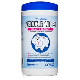 Squishface Wrinkle Wipes – 5”x7” Large Dog Wipes - Deodorizing, Tear Stain Remover – Great for English Bulldog, Pugs, Frenchie, Bulldogs, French Bulldogs & Any Breed! (80 Count)