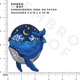 EMBRO BOF Parche de ballena azul medianoche – 3.5 pulgadas, parche de ballena de colores fríos para planchar o coser en el mar para mochilas