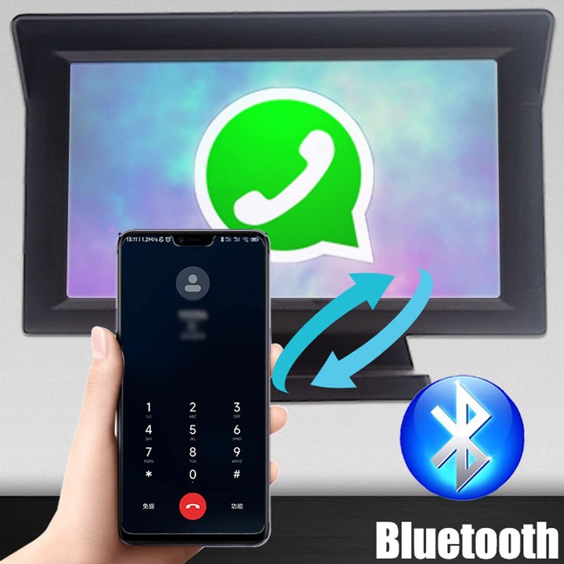 Wireless Apple Carplayer Android Auto Monitor, 7 Inch Full HD