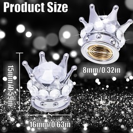 MEAJOO 4PCS Crown Bling Tire Stem Valve Caps, Crystal Diamond Car Wheel Tire Valve Caps Universal Copper Core Stem Covers for Cars, SUV, Trucks, Bikes, Motorcycles, Bicycles (Silver)