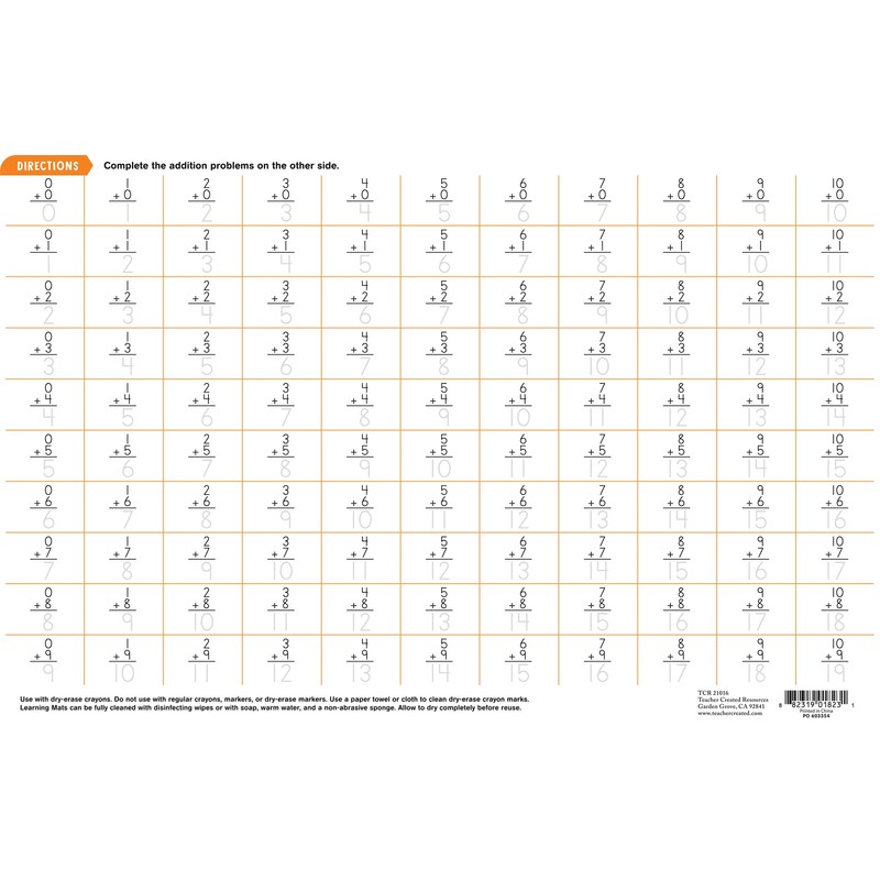Addition Learning Mat