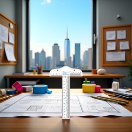 Clear Acrylic T-Square Ruler, Drafting T Square, Drafting Tools, T Ruler Transparent Crafting and Drafting Graduated T-Ruler Inch Metric T-Square Measuring Scale Rule Drafting Tools and Kits (6")