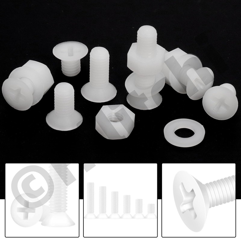 Hilitchi 360PCS 6 Sizes White Nylon Pan Round Head Screws