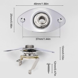 Chrome 1/4inches (6.35mm) Guitar Bass Oval Jack Plate Socket Pickup Output Input Indented