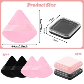 Ruzister Powder Puff with 2 Travel Cases, Triangle Makeup Puff for Loose Powder, Body Powder Adjustment, Powder Puff for Face Powder, Beauty Makeup Tool
