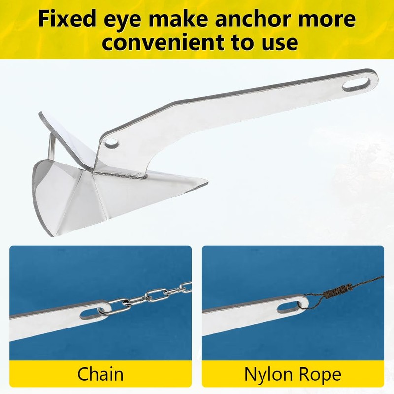 Garvee 11 LBS Boat Anchor, 316 Stainless Steel Delta-Style Anchor,