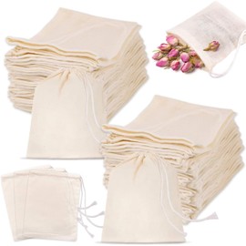 20 Pack Premium Cheesecloth Tea Bags - 4 x 6 Inch Reusable Filters - Ideal for Loose Tea, Cold Brew Coffee, Spices & Cooking Soups