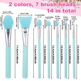 14 Pcs Silicone Makeup Brush Applicator Kit Silicone Brushes for Resin Silicone Brush for Cream Makeup Products and UV Resin Epoxy Art Crafting Silicone Makeup Applicator