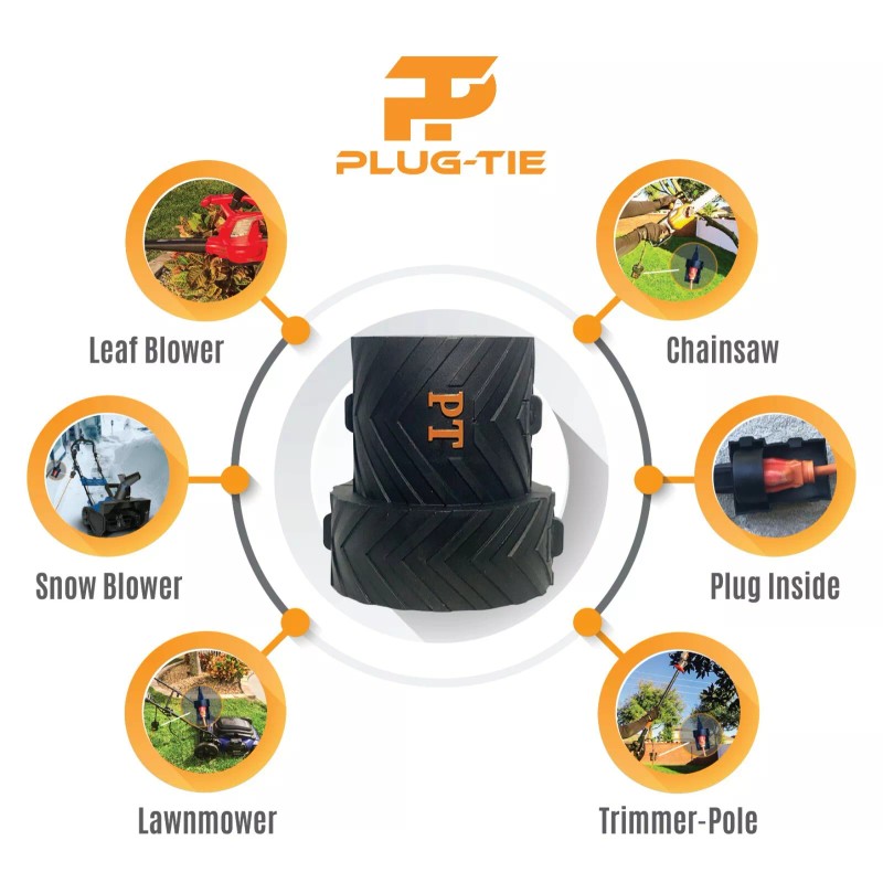 Plug-Tie Cord Safety Cover for Electrical Corded Lawn Equipment
