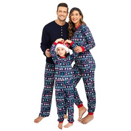 Ekouaer Family Christmas Pajamas Matching Sets Womens Mens Kids Pjs Long Sleeve Sleepwear Holiday Lounge Sets Navy M