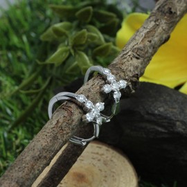 SAVEARTH DIAMONDS 1CT Moissanite Cross Huggie Hoop Earrings for Women, 925 Sterling Silver with 14K White Gold Plating, Hypoallergenic