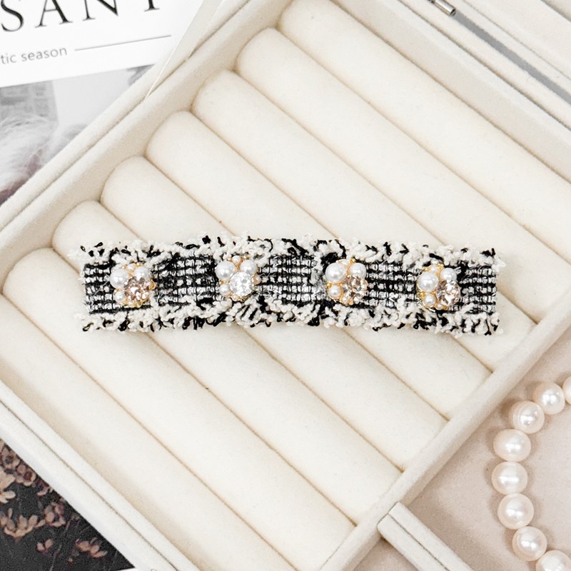 (2 types) Burnaby Tweed Pearl Cubic Straight Point Hairpin Pure