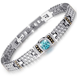 RainSo Women's magnetic Bracelet Stainless Steel Gemstone Design Magnetic Bracelet for Women Girls Gift Box (Blue)