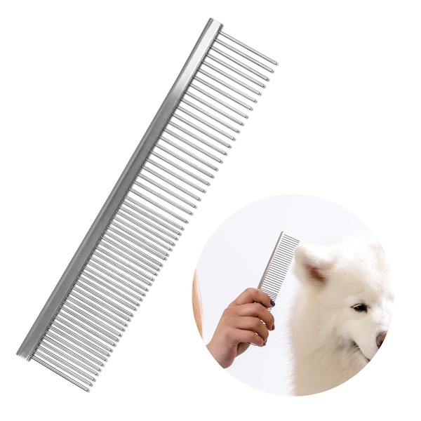 Wahl Metal Pet Comb, Stainless Steel Dog and Cat Comb, Rust Resistant Comb, Grooming Tools for Dogs, Fur Detangling Tool for Pets, Metal Combs for Thick Coats