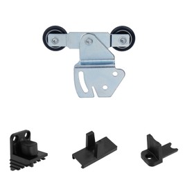 FarBoat 8 Pack Sliding Closet Door Double Roller Kit Cabinet Door Side Hanging Pulley Mute Track Kit with Carbon Steel and Nylon Wheel, Black