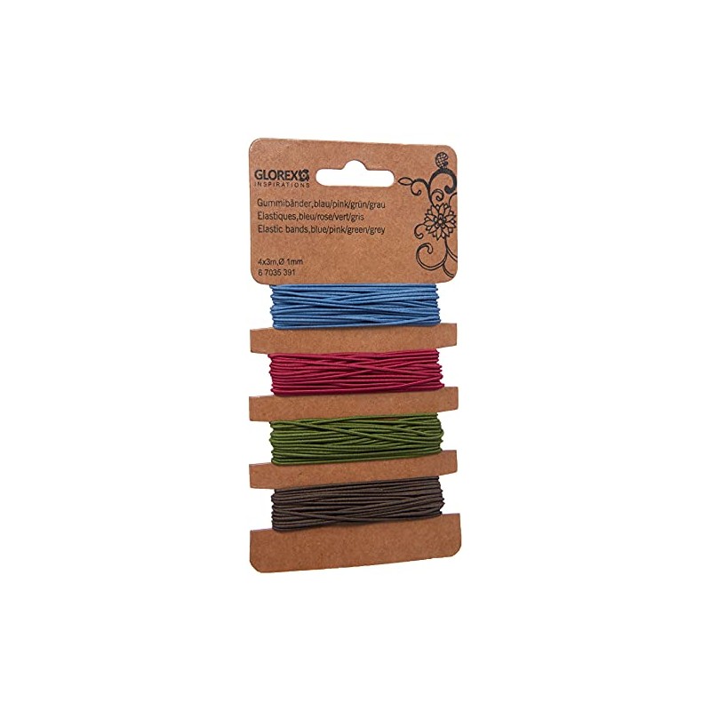 Elastici, 4 x 3 m; Ø 1 mm blu/rosa/verde/grigio
