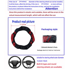 Zipelo Elastic Stretch Car Steering Wheel Cover, Leather Breathable Vehicle Steer Wheel Protective Guard, Anti-Slip Automotive Steer Wheel Protector Accessories, Universal for Most Cars (Red)