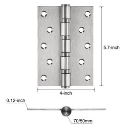 sourcing map 2Pcs 5.7"x4"x0.12" Door Hinges with 10 Holes and Screws Ball Bearing Interior Door Hinges Non Symmetry Holes Layout for Bedroom, Bathroom, Living Room, Silvery