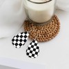 Checkerboard Chess Board Flag Faux Leather Teardrop Earrings for Women
