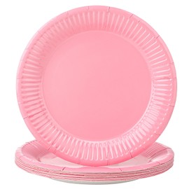 GSrenyu 20 Packs 7" Pink Party Paper Plates,Classic Assorted Color Round All Occasion Paper Dinner Plates Birthday Party Supplies(Pink)