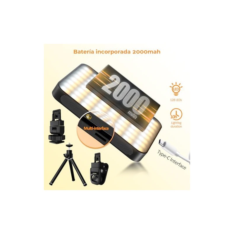 MXNUP 128 LED Luz para Celular, Ring Light con Clips