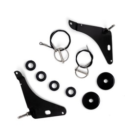 Melincars Hood Pin Kit for 2008-2016 Dodge Challenger, Black Steel Mounting Brackets with Stainless Steel Pins and Cables, 82214260AC 82214260AB