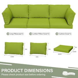Pakunoda 8 pcs Outdoor Cushion Slipcovers Outdoor Patio Cushions Covers Replacement Waterproof with Zipper w/3 Seat Cushion Covers and 5 Backrest Pillow Covers, Covers Only