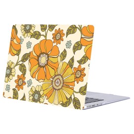 FFBOFFC Hard Shell Compatible with MacBook Air 13 Inch Case 2020 2019 2018 Release A2337 A2179 A1932 with Retina Display & Touch ID, Plastic Hardshell Laptop Case Cover, Yellow Flower