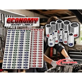 Chrome Foil Socket Labels – Color-Coded Adhesive Stickers for SAE, Metric & Torx – Easy-to-Read Tool Labels for Organizing Socket Sets (170 Pieces)