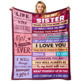 Sister Birthday Gifts - Sisters Gifts from Sister Adult - Sisters Blankets Gift for Women - Best Sister’s Ever Gift for Christmas Mothers Day & Valentines Day - to My Sister's Blanket 50"x60"